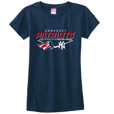 Somerset Patriots Youth Girls Navy Softness Affiliate Fine Jersey Tee