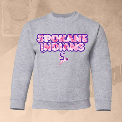 Spokane Indians Youth Sport Gray Folksinger Crew Sweatshirt