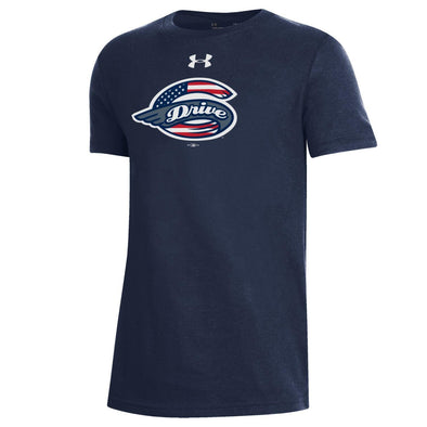 Greenville Drive Under Armour Youth Navy Performance Cotton Patriotic Logo Tee